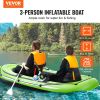 VEVOR Inflatable Boat, 3-Person Inflatable Fishing Boat, Strong PVC Portable Boat Raft Kayak, 45.6" Aluminum Oars, High-Output Pump, Fishing Rod Holde