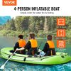 VEVOR Inflatable Boat, 4-Person Inflatable Fishing Boat, Strong PVC Portable Boat Raft Kayak, 45.6" Aluminum Oars, High-Output Pump, Fishing Rod Holde