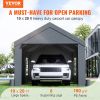 VEVOR Carport, Heavy Duty 10x20ft Car Canopy, Outdoor Garage Shelter with Removable Sidewalls, Roll-up Ventilated Windows & Door, UV Resistant Waterpr