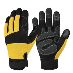 Climbing Tactical Full Finger Combat Riding Touch Screen Gloves Outdoor Roping Work Rocks Parkour Carabiners Rigging Grip (Gloves Size: L, Color: Yellow)