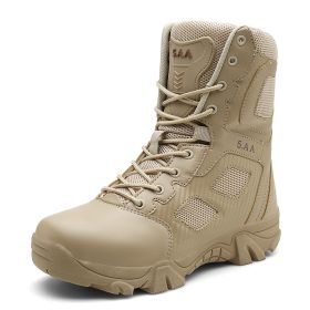 Spring Autumn Men Military Boots Quality Special Tactical Desert Combat Ankle Boats Army Work Shoes Man Sport Boots (Color: Sand, size: 41)