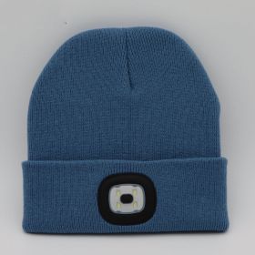 LED Knit Hat Button Cell Type Knitted Hat With Light Glowing (Style: B, Color: Light blue)