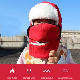 Children Plush Helmet Winter Warm Mask Protection Earcuff Hat Boys Girls Soft Comfortable Cashmere Kids Pilot Cap Outdoor Sportere Kids Pilot Cap Outd (Color: Red)