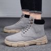 Winter boots men shoes hot warm plus fur winter snow boots work shoes men pu leather lace-up ankle military boots men plus size