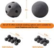 Hollow Ceramic Fire Balls, Set of 10 Fireplace Balls, Modern Accessory for Indoor/Outdoor Fire Pits or Fire Tables, Brushed Concrete Look, Midnight Bl